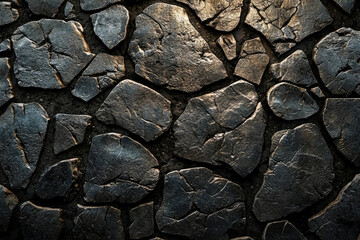 Poster - Irregular dark grey stones form a rough, textured surface.