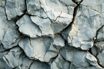 Poster - Close-up view of a rugged, fractured rock surface, showing intricate cracks and weathered texture.