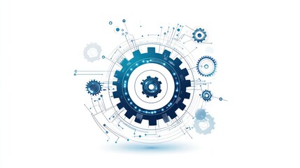 Poster - abstract technology gears, interconnected system, white background. possible use for stock photo, we