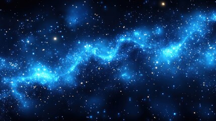 Poster - Glowing blue nebula in deep space with stars.
