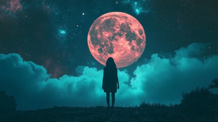 Wall Mural - a person on the moon 