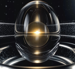 Wall Mural - close-up of an empty glass sphere with a glowing light inside, luxury cosmetic and skincare essence 