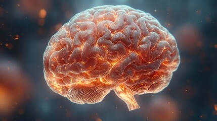 Poster - glowing human brain, 3d rendering, medical concept.