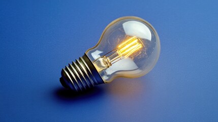 Aufkleber - Glowing lightbulb on blue background.