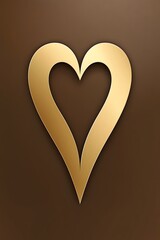 Poster - Elegant Gold Heart Symbol on a Brown Backdrop for Romantic Concepts