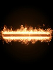 Wall Mural - Flaming Light Bar on Dark Background Fiery Horizontal Design Element