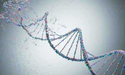 Wall Mural - dna double helix spiral molecule structure, genetic disorder 3d illustration.
