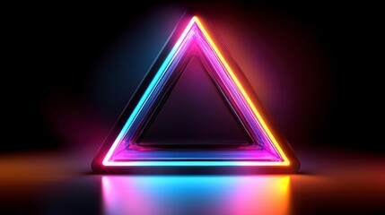 Poster - neon triangle light: a vibrant neon triangle glows in the dark, creating an electrifying visual that