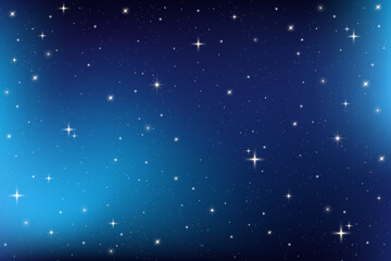 Wall Mural - starry night sky. dark blue space. vector magic universe illustration. abstract winter gradient with