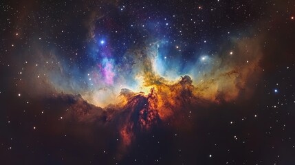 Wall Mural - Galaxy Background, with Stars and colorful Nebula Clouds. Outer Space Astronomy image showing an Interstellar Celestial view of the Cosmos 