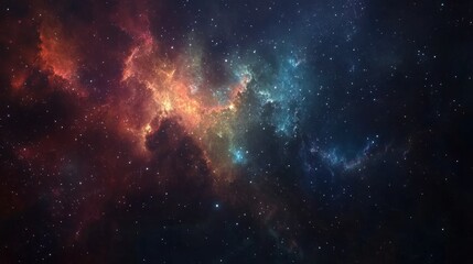 Wall Mural - Galaxy Background, with Stars and colorful Nebula Clouds. Outer Space Astronomy image showing an Interstellar Celestial view of the Cosmos 