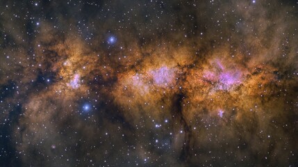 Wall Mural - Galaxy Background, with Stars and colorful Nebula Clouds. Outer Space Astronomy image showing an Interstellar Celestial view of the Cosmos 