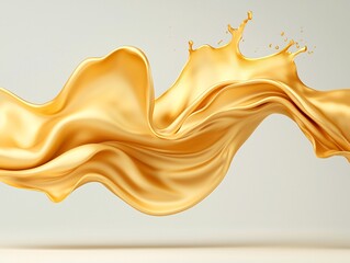 Poster - Abstract fluid dynamics, golden mercury-like liquid suspended mid-motion, soft reflections and organic flow, elegant and mesmerizing, high-resolution, cinematic beauty