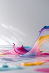 Poster - Colorful liquid abstract art captured in motion with vibrant swirls against a soft background