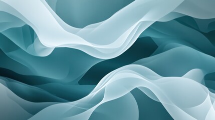 Poster - abstract teal and white fluid waves background, modern minimalist design