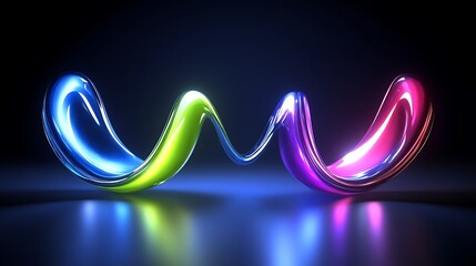 Poster - A colorful translucent ribbon with smooth curves is displayed beautifully