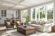 © Alfath - Sunlit living room with beige sofa, wooden coffee table, and kitchen view.