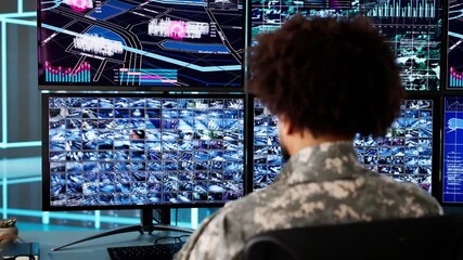 Aufkleber - Air Reconnaissance Technology On Computer. World Map Data