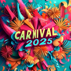 Aufkleber - Carnival 2025: A vibrant celebration with colorful decorations, festive atmosphere, and playful elements for an exciting event