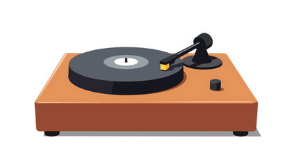 Poster - Vintage vinyl record player illustration on white background, minimalist design