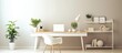 © khanifah - modern minimalist workspace in a clean white room