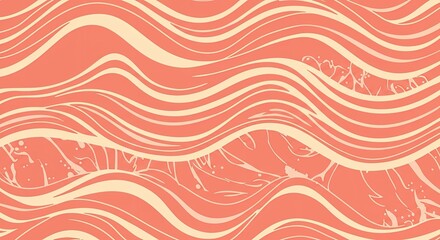Poster - Wave Pattern: An abstract pattern composed of flowing, intertwined lines and shapes in shades of coral, evoking a sense of fluidity and movement, perfect for a modern design.