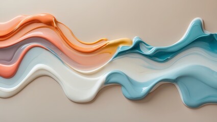 Poster - Creative swirls of colorful paint on a smooth surface showcasing artful expression and vibrant hues during daylight