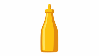 Poster - Geometric mustard bottle illustration on white background, culinary concept