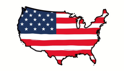 Poster - Minimalist American flag design in USA map outline, patriotic symbolism