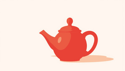 Poster - Minimalistic red teapot on white surface, design simplicity