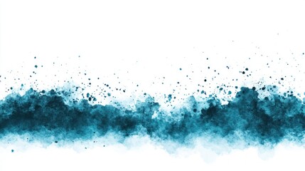 Poster - Abstract Blue Watercolor Texture with Splashes and Soft Edges on White Background