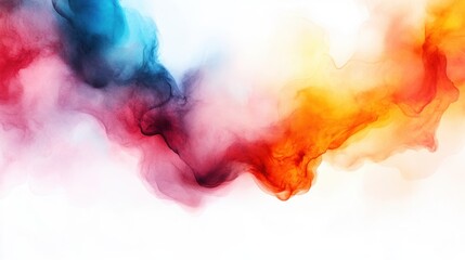 Aufkleber - Abstract Colorful Smoke Flowing Across White Background for Creative Design Projects