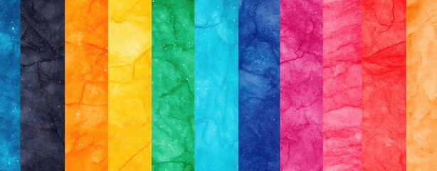 Poster - Colorful Striped Background with Watercolor Texture in Vibrant Shades and Tones