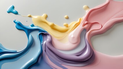 Poster - Colorful abstract paint swirls create a vibrant and dynamic composition on a canvas