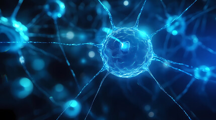 Glowing Neuron Cell with Branching Structures