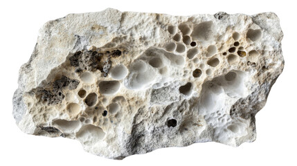 Poster - Porous rock showing weathering and erosion on transparent background