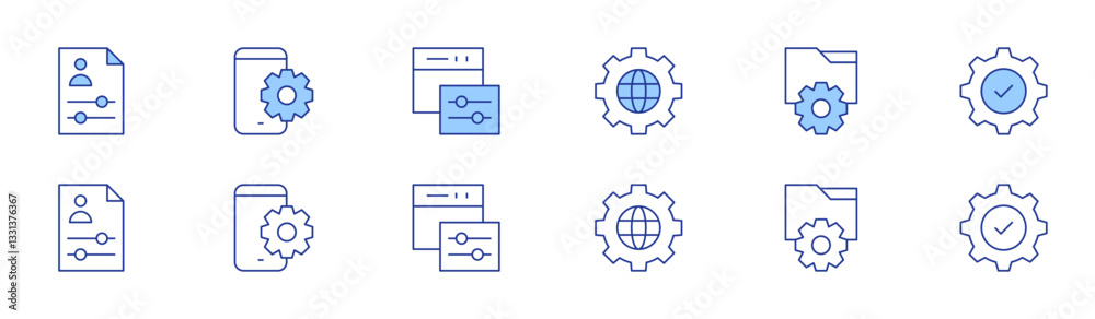 Settings icon set in two styles, Duotone and Thin Line style. Editable ...