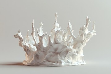 Fototapete - A white abstract crown sculpture created on a smooth surface