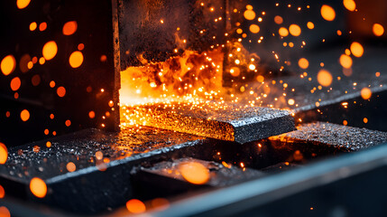 Aufkleber - Industrial manufacturing process chaos steel mill close-up industrial environment dynamic view