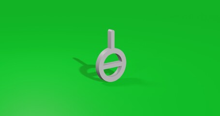 Poster - Isolated realistic white agender symbol front view with shadow. 3d illustration on green chroma key background