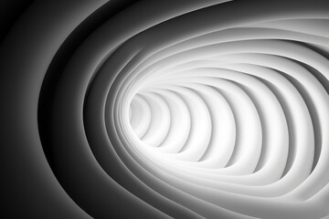 Poster - Swirling abstract tunnel with smooth curves and gradients in shades of white and gray