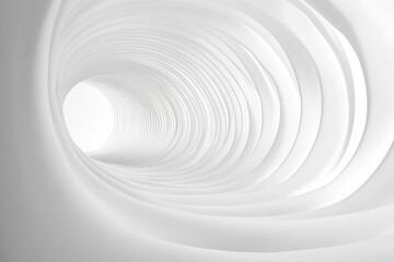 Poster - Abstract white tunnel with flowing forms creating a sense of depth and infinity