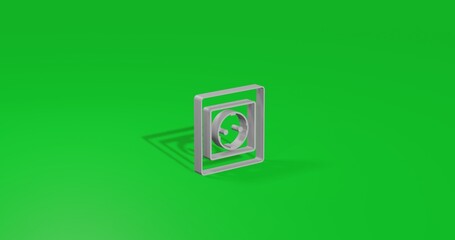 Poster - Isolated realistic white power socket symbol front view with shadow. 3d illustration on green chroma key background