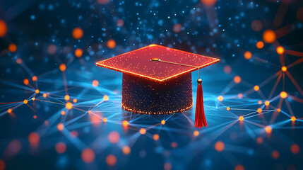 Graduation Cap with Digital Network