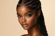 © Basileus - Beautiful dark skinned woman with braided hair poses elegantly