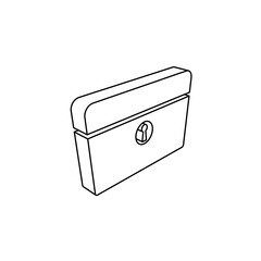Poster - The outline of a large chest symbol is made with black lines. 3D view of the object in perspective. Vector illustration on white background