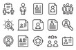 © ART Gallery - Resume, Job hiring, Candidate and Human resource icon set editable stroke outline isolated flat vector illustration on white background.
