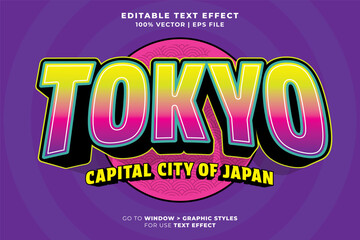 Poster - Editable text effect Tokyo Japan 3d cartoon template text style premium vector