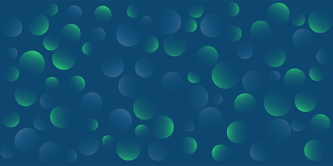 Poster - A dark blue abstract background with  many overlapping green circles, disks pattern with gentle gradients. The design creates a visually appealing and versatile backdrop for various creative projects.