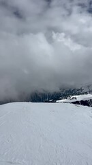 Fototapete - View of French alps, Courchevel ski resort and its slopes by winter